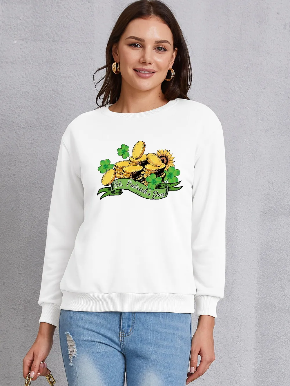 ST. PATRICK'S DAY Graphic Round Neck Sweatshirt, image 5