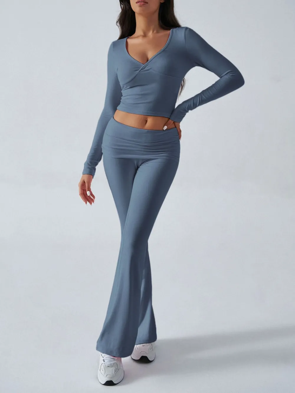 Ruched Long Sleeve Top and Pants Set, image 23