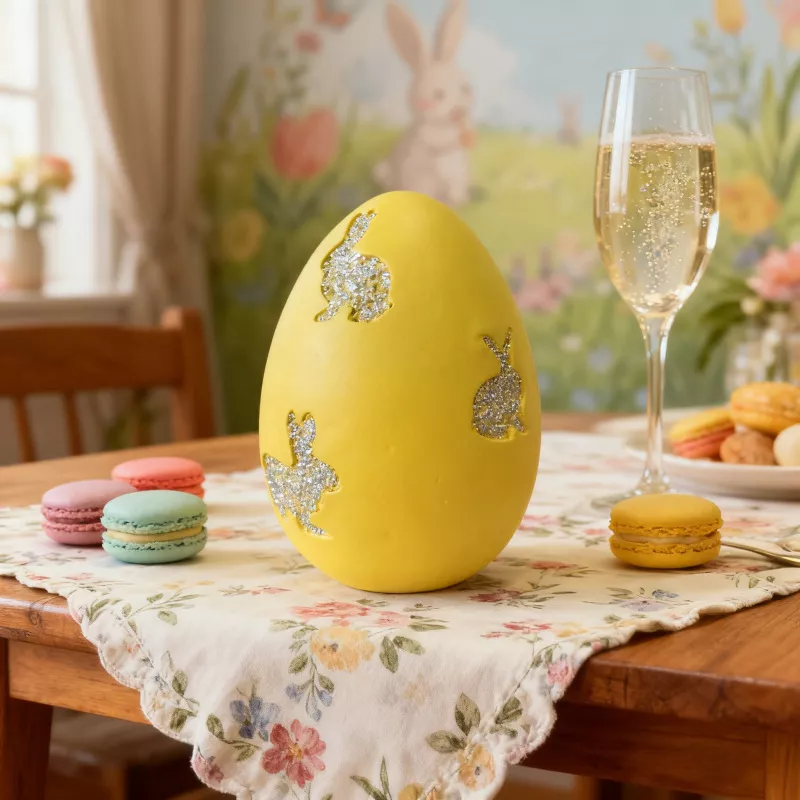 Easter Egg with Glitter Bunny Cutouts, image 4