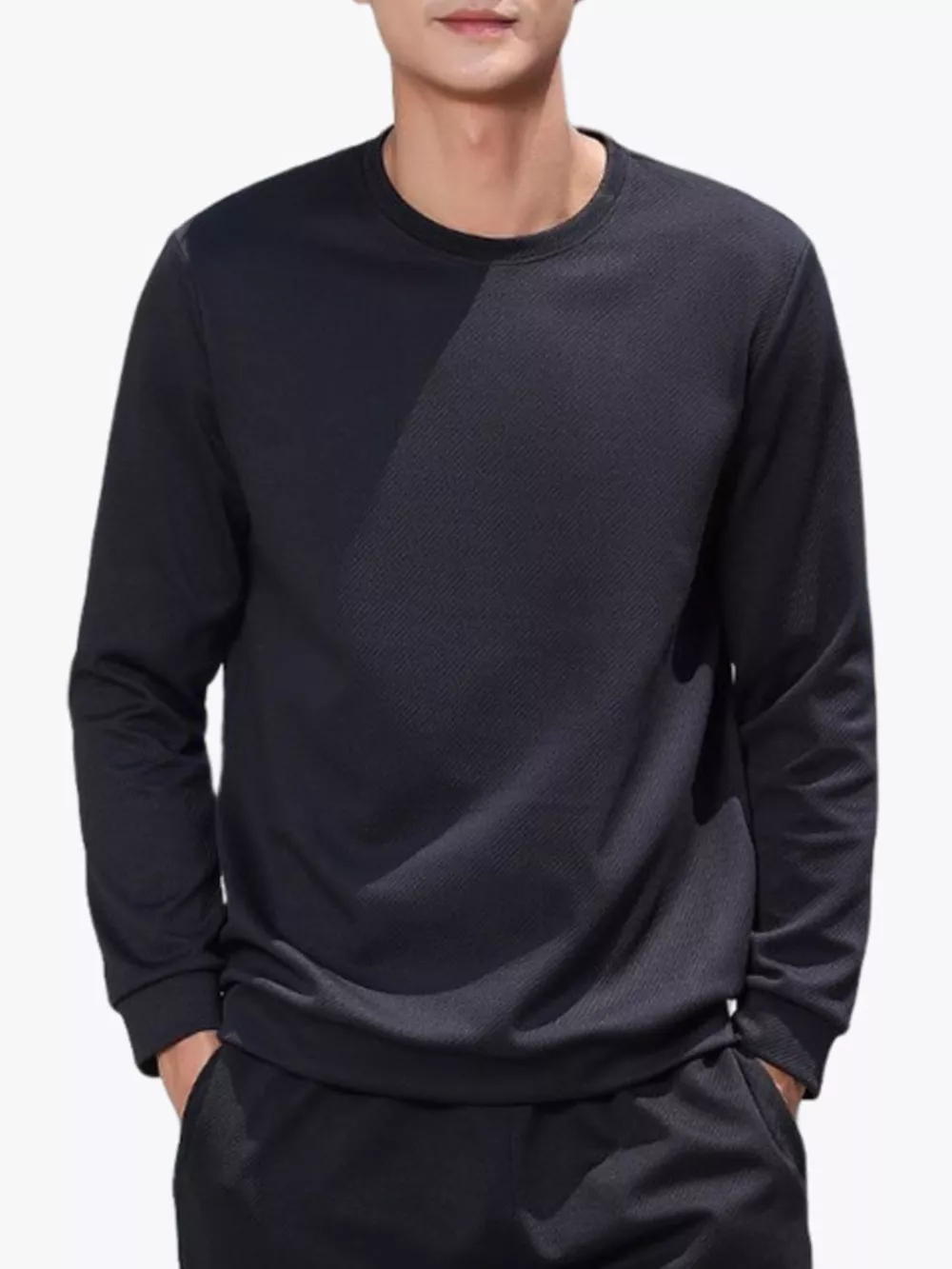 Men's Full Size Casual Solid Color Long Sleeve Sweatshirt Plus Size