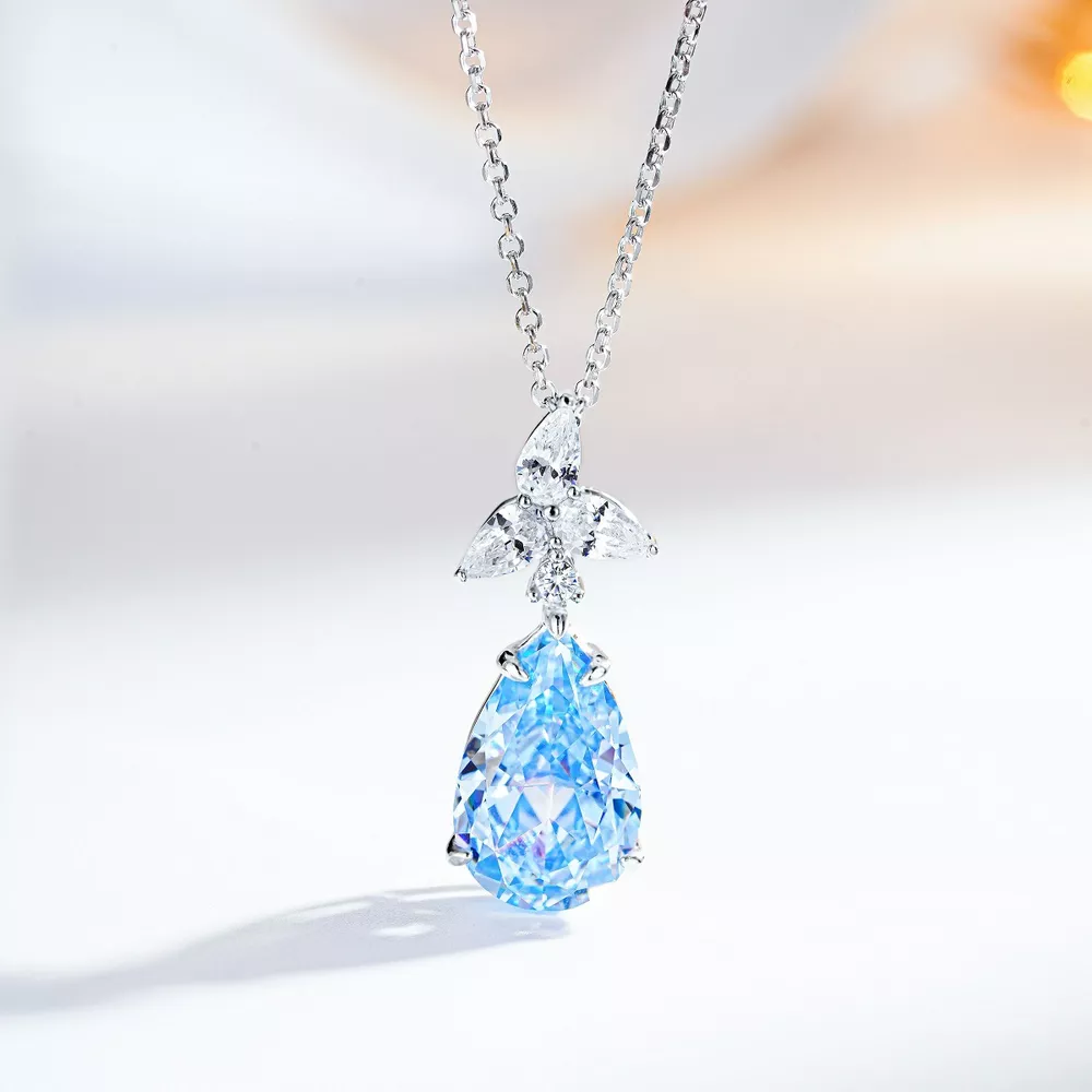 925 Sterling Silver Zircon Teardrop Necklace, image 5