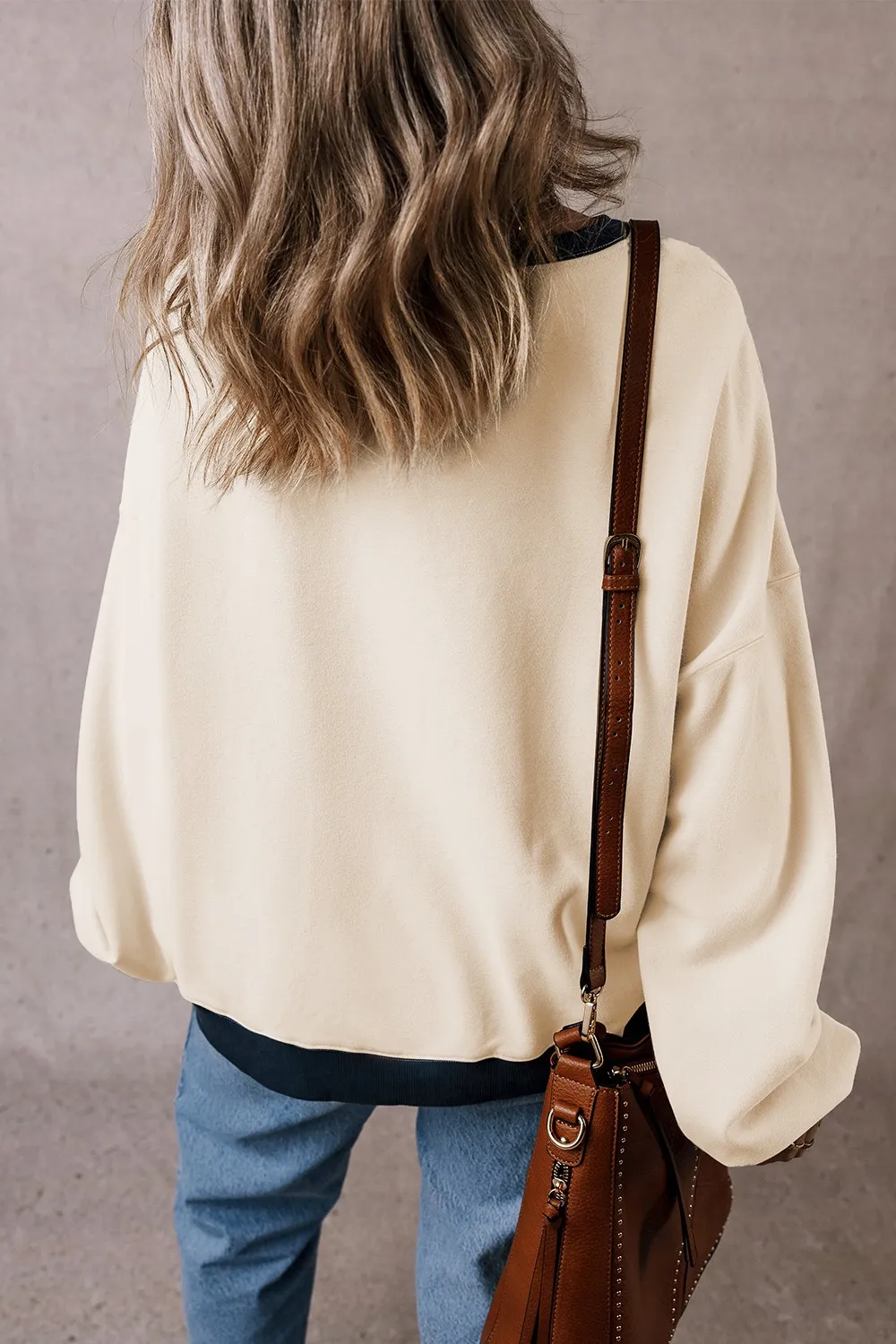 Contrast Round Neck Long Sleeve Sweatshirt, image 4