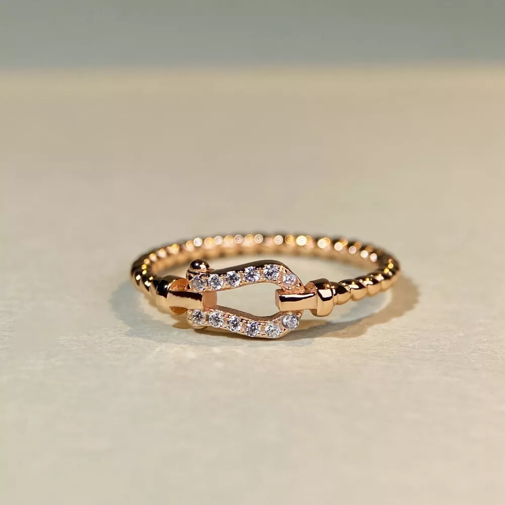 925 Sterling Silver Zircon Horseshoe Shaped Ring, image 9