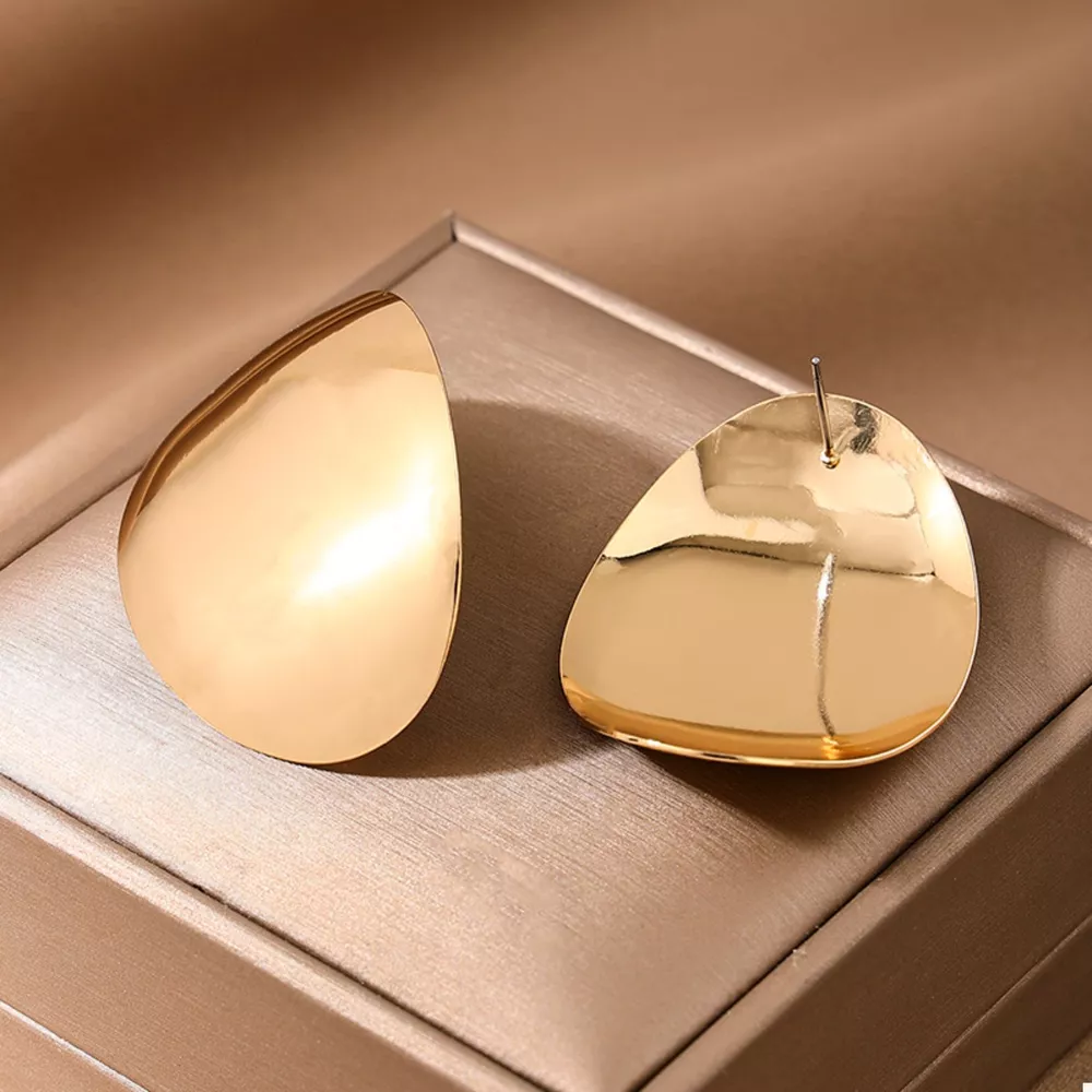 18K Gold-Plated Curved Statement Earrings, image 3