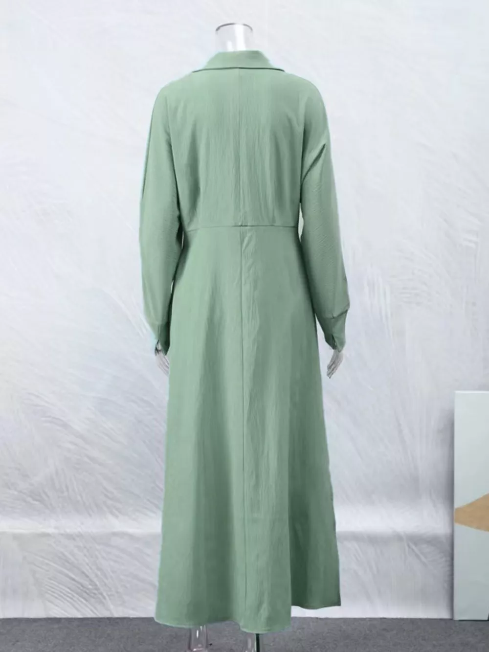 Side Slit Long Sleeve Shirt Dress, image 7