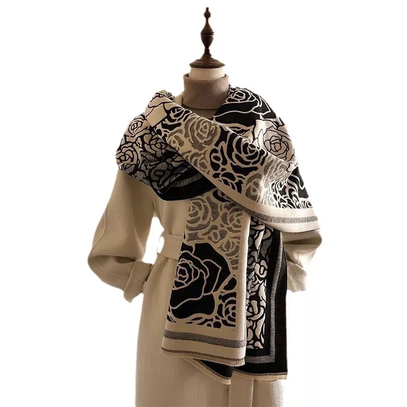 Rose Pattern Raw Hem Scarf, image 5