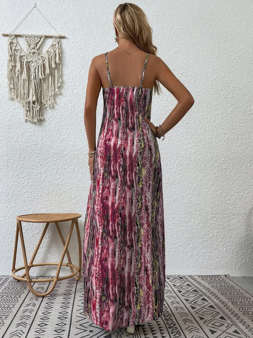 Full Size Printed Scoop Neck Maxi Cami Dress, image 8