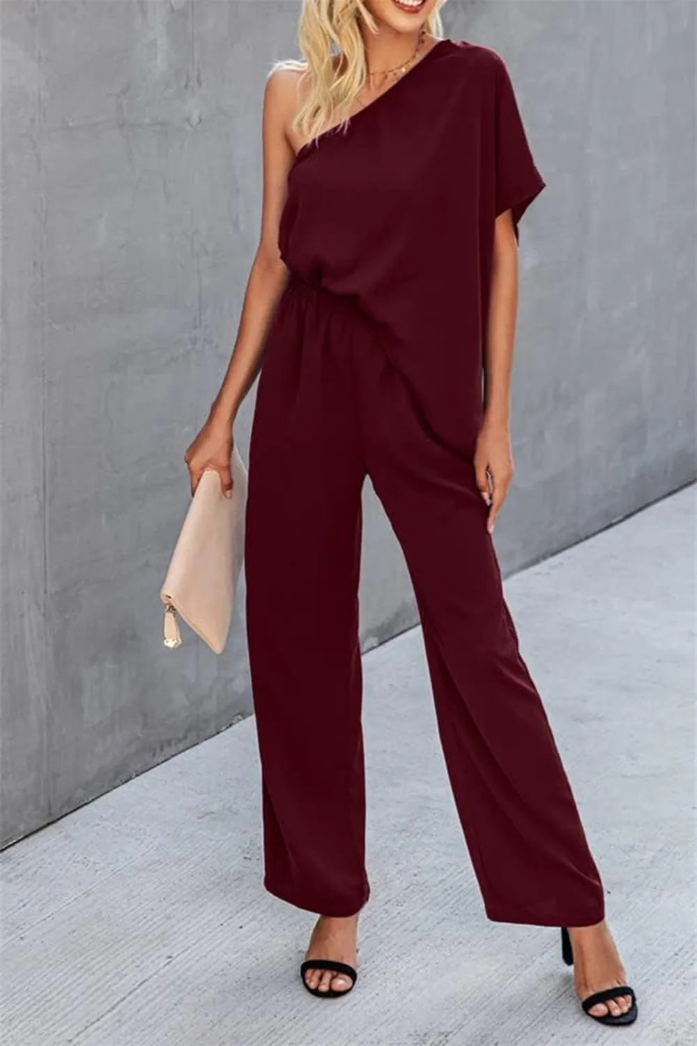 Single Shoulder Short Sleeve Jumpsuit, image 6