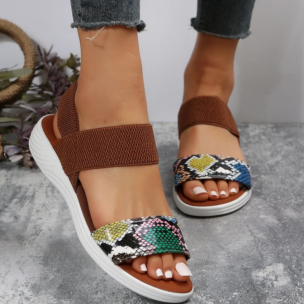 PU Leather Open Toe Low Heel Sandals, image 7