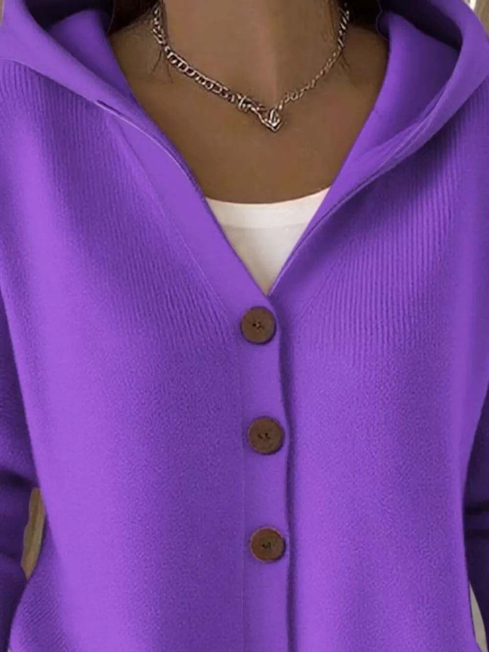 Full Size Hooded Button-Front Soft Knit Cardigan Plus Size, image 5