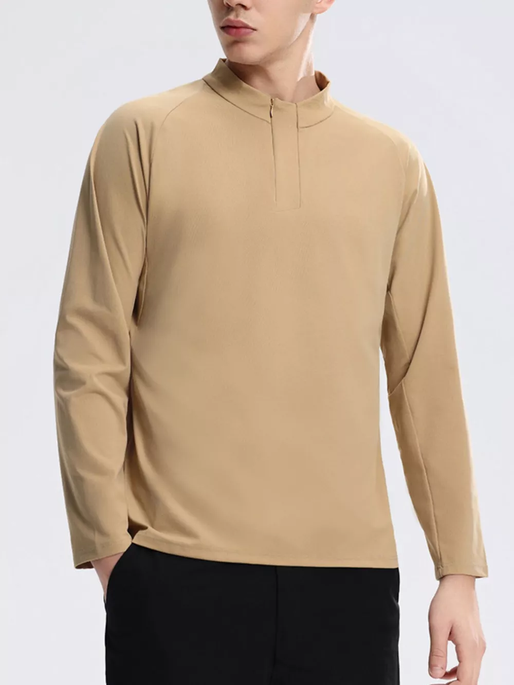 Men's Plus Size Solid Color Long Sleeve Active Top, image 6