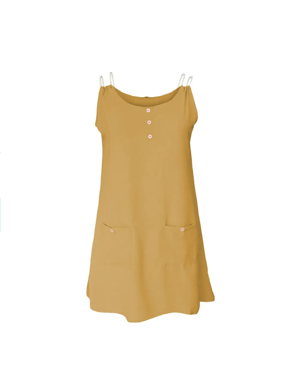 Round Neck Double Spaghetti Straps Mini Dress, image 2