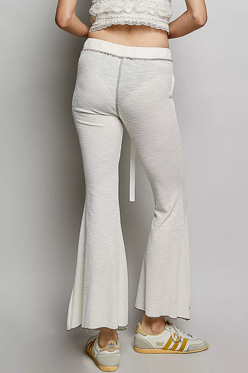 Drawstring Textured Ribbed Knit Pants, image 3