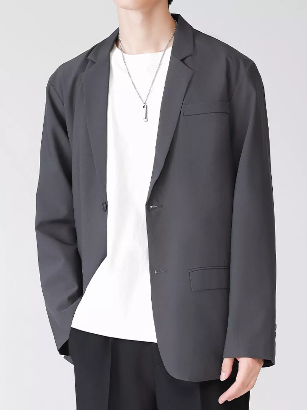 Men's Full Size Lapel Collar Button Up Blazer Plus Size, image 2