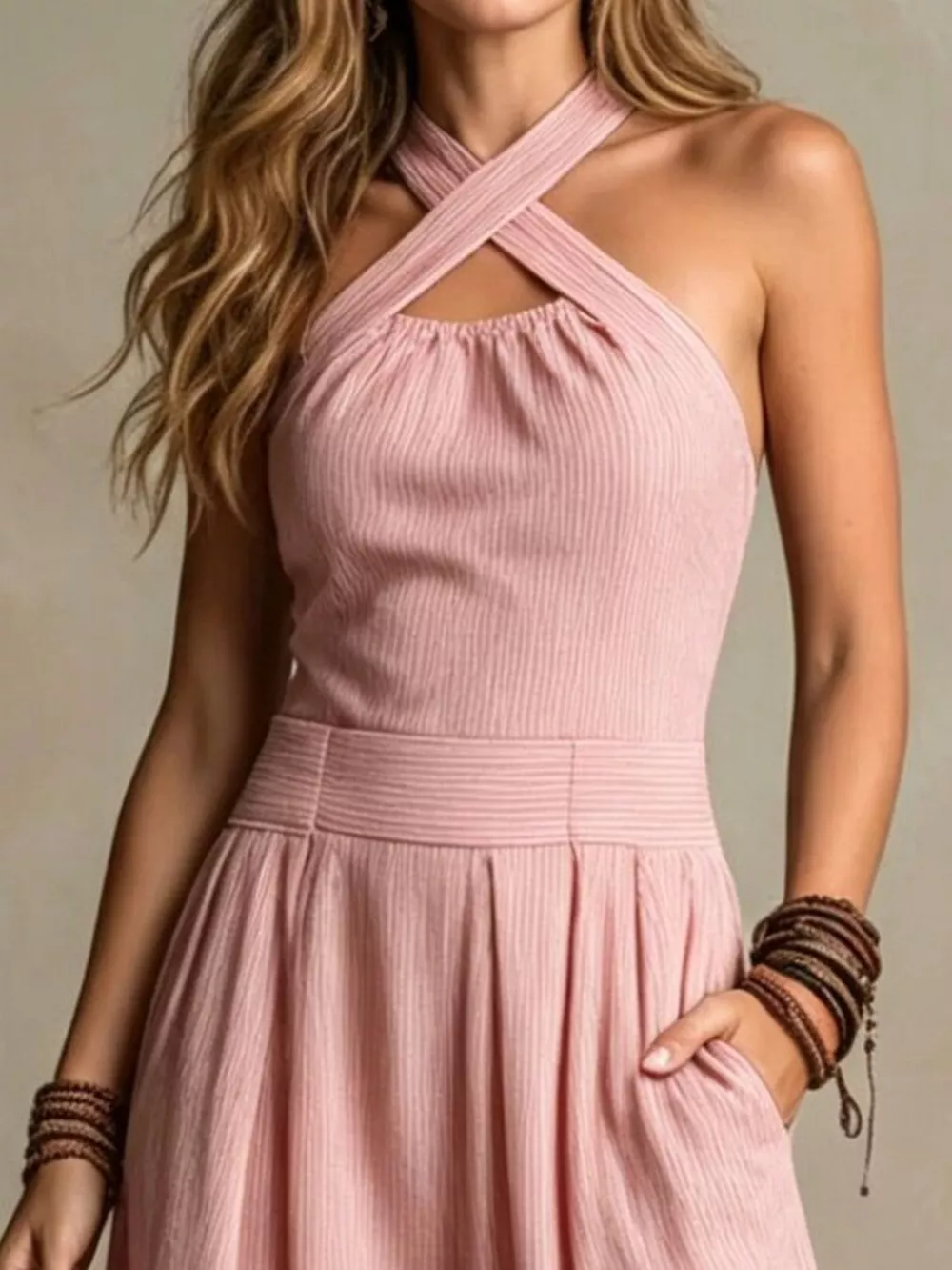 Full Size Halter Neck Wide-Leg Jumpsuit Plus Size, image 18