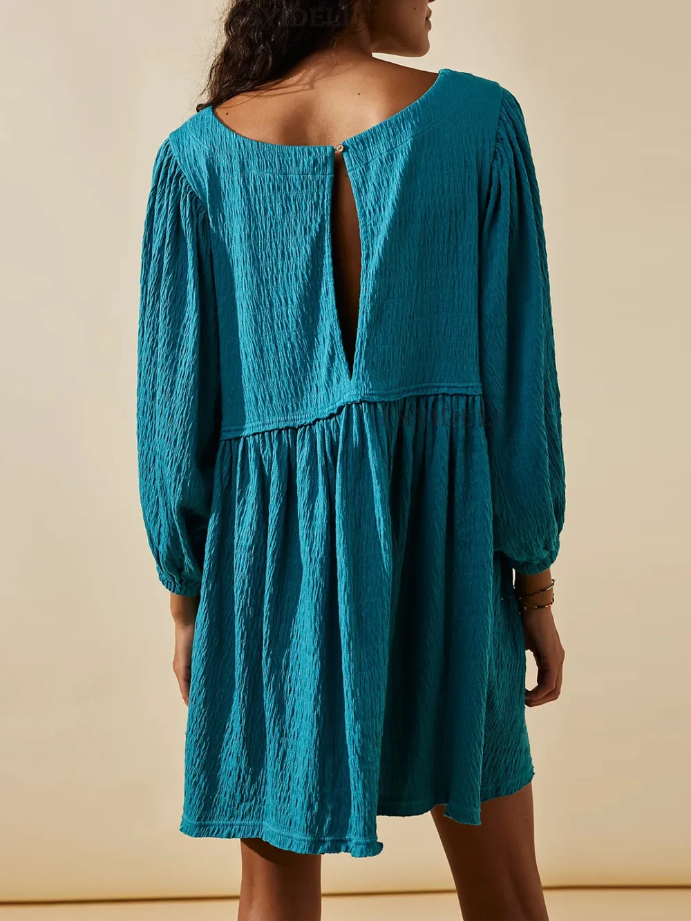 Cutout Textured Long Sleeve Mini Dress, image 10