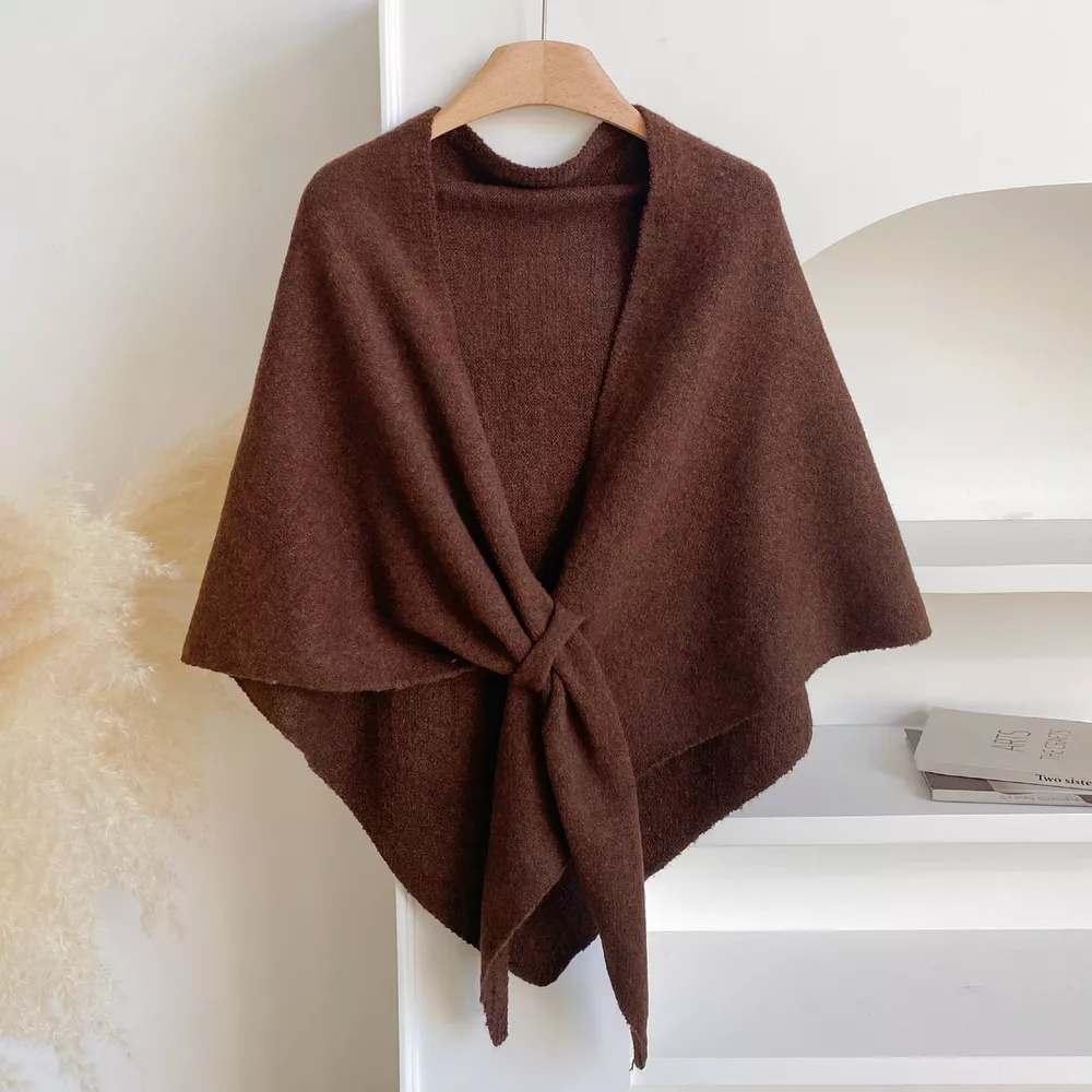 Knitted Solid Color Scarf Shawl, image 2
