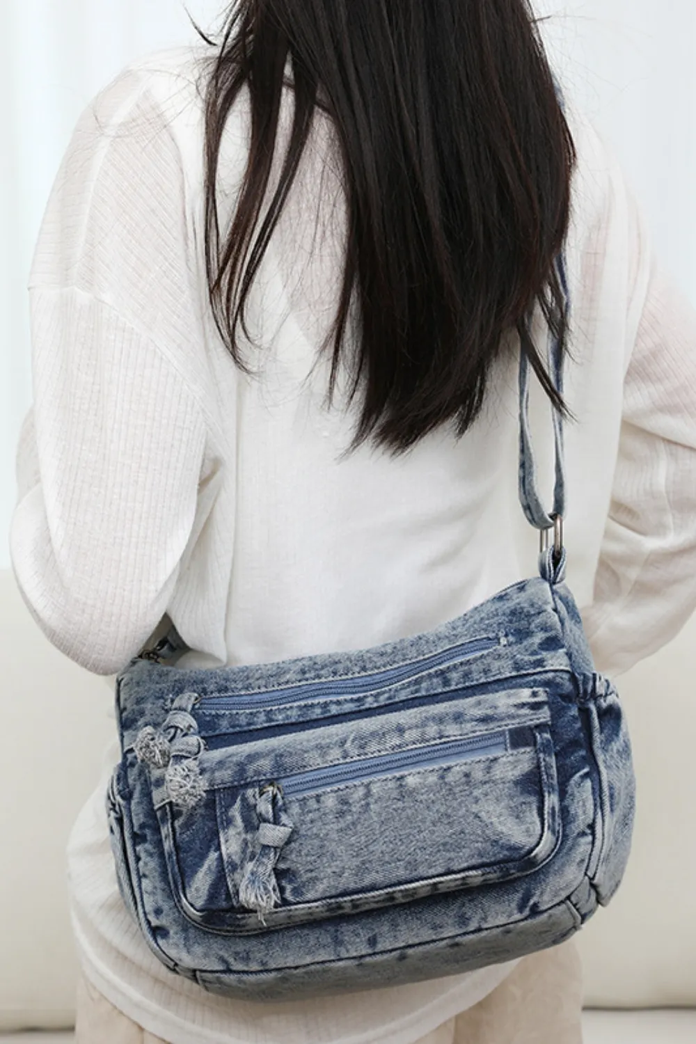 Adjustable Strap Denim Crossbody Bag, image 7