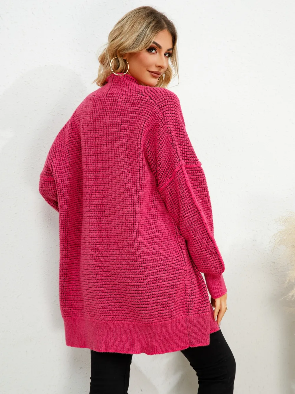 Open Front Dropped Shoulder Cardigan, image 2
