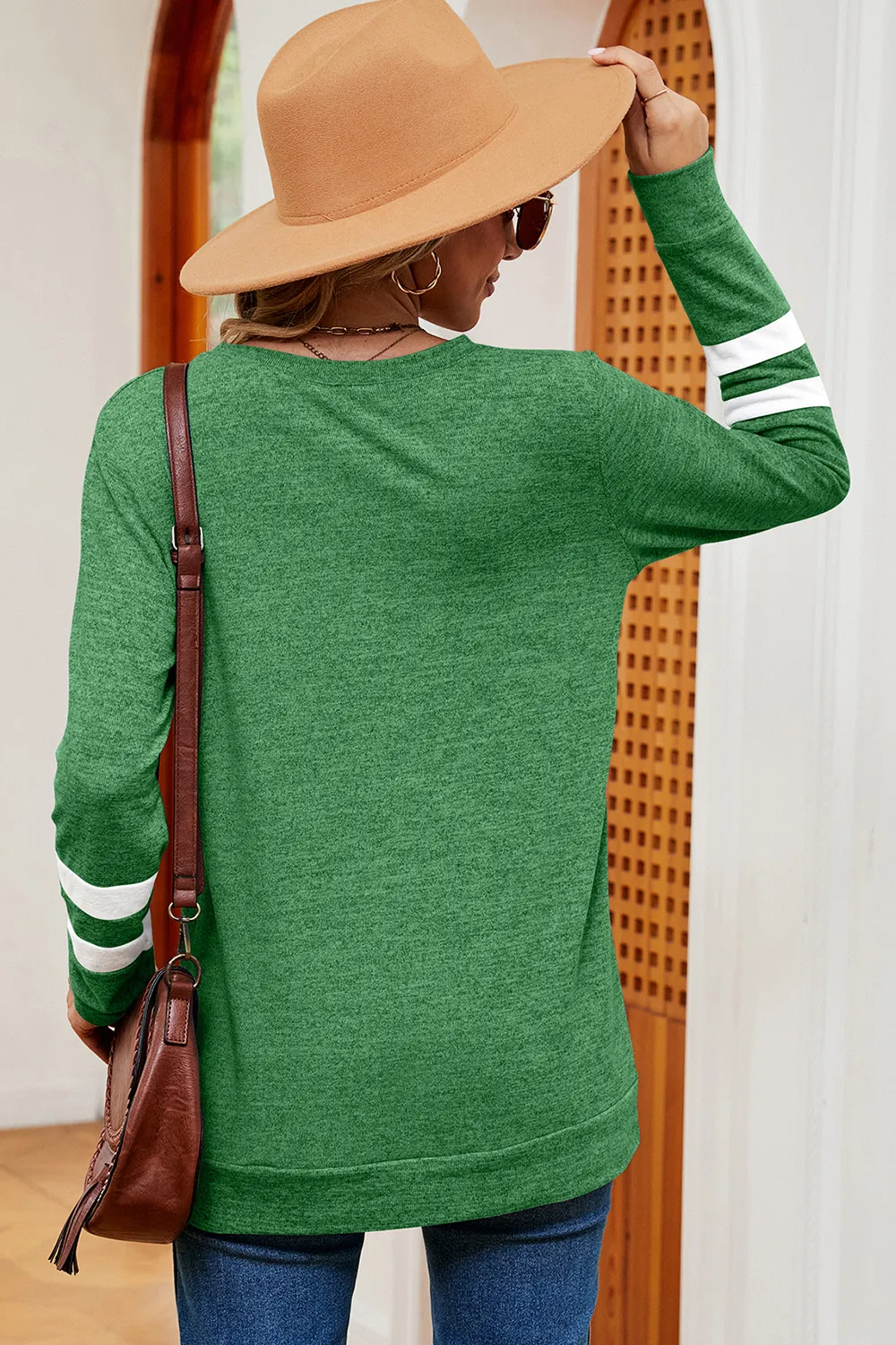 Striped V-Neck Long Sleeve T-Shirt, image 16