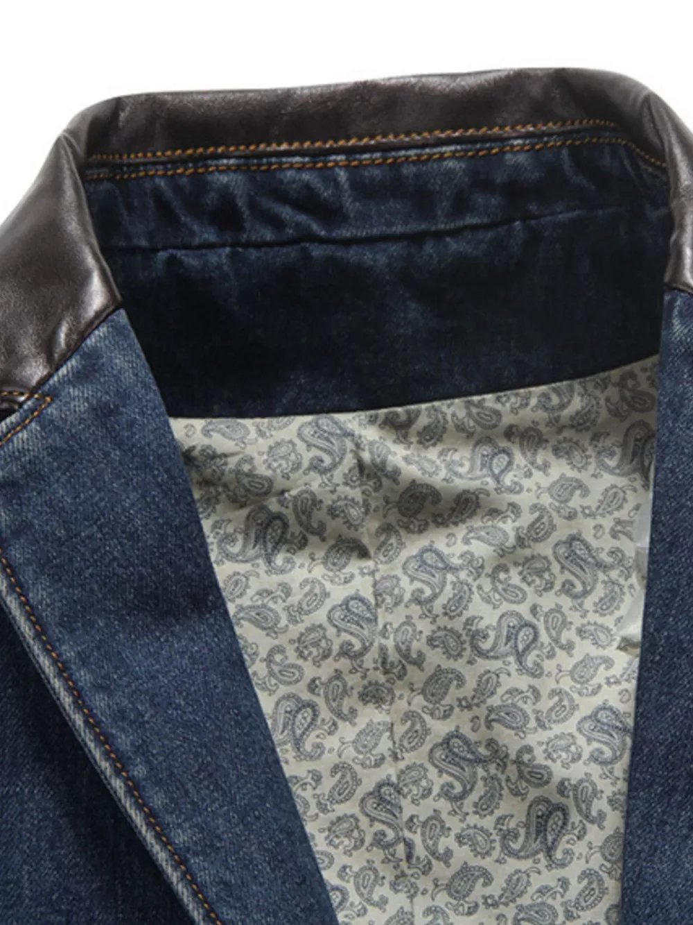 Men's Plus Size Lapel Collar Button Up Denim Blazer, image 6