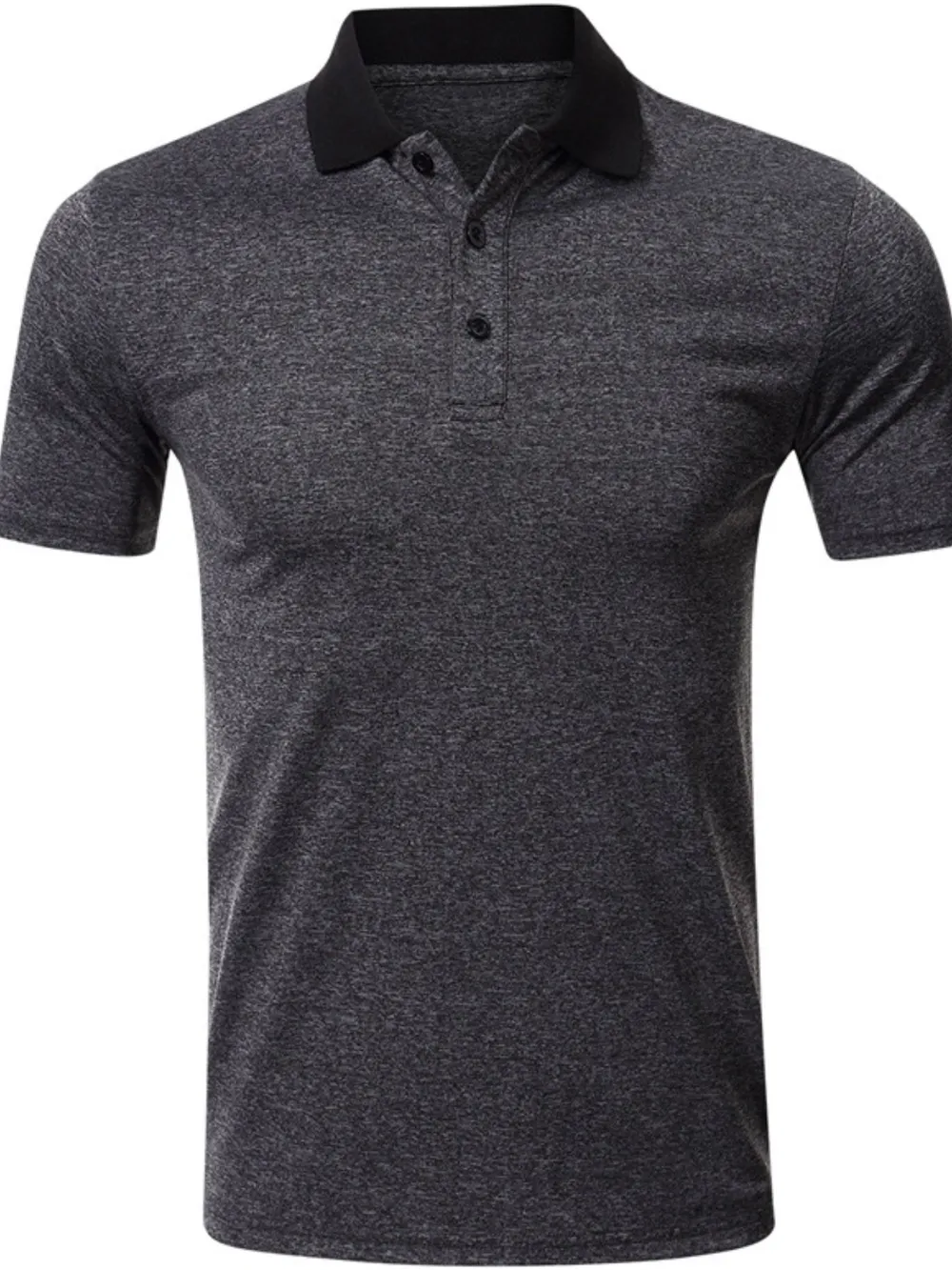 Men's Classic Heathered Polo Shirt with Contrast Collar
