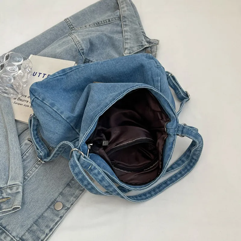 Adjustable Strap Denim Shoulder Bag, image 4