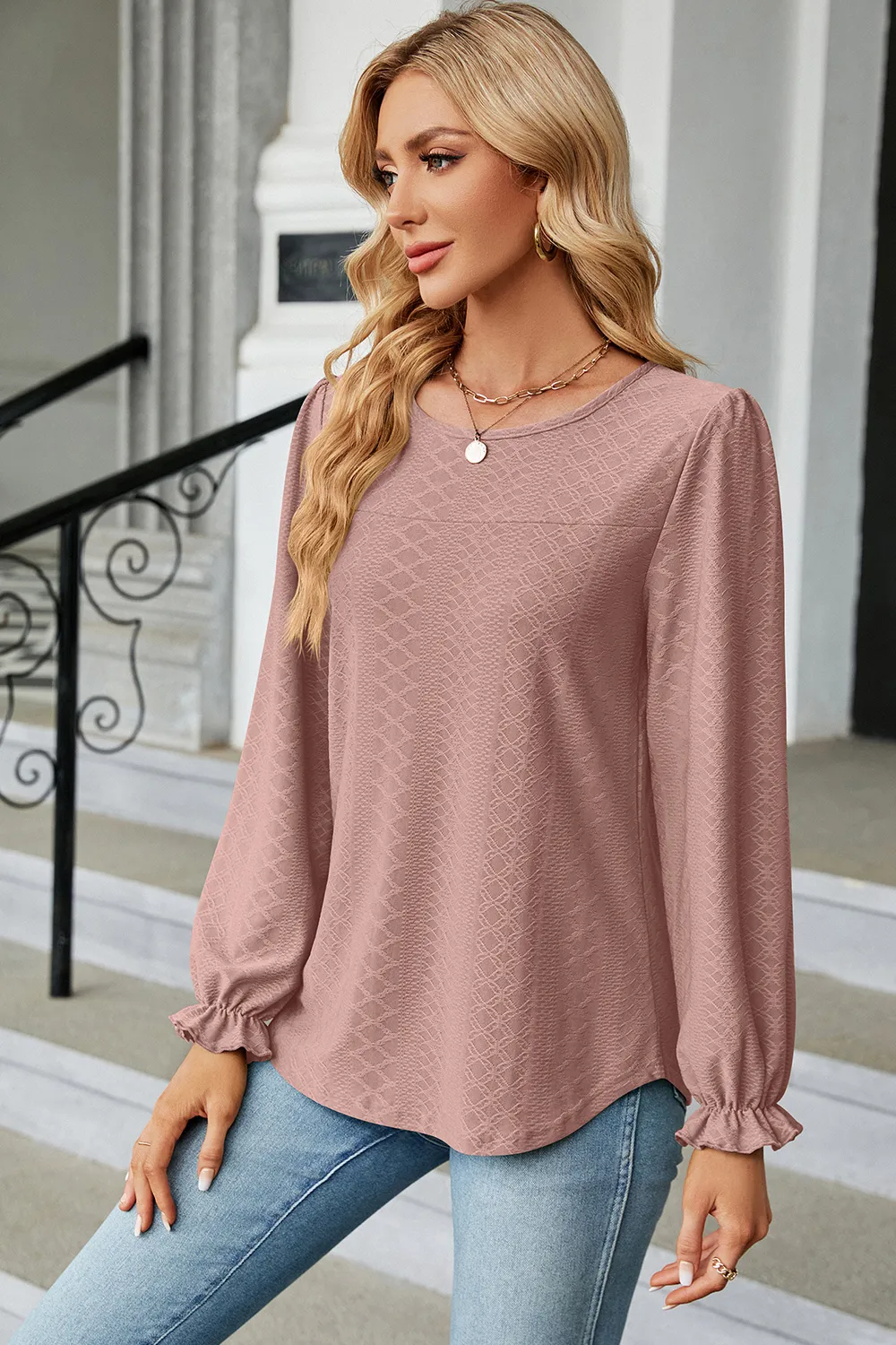 Round Neck Flounce Sleeve T-Shirt, image 11