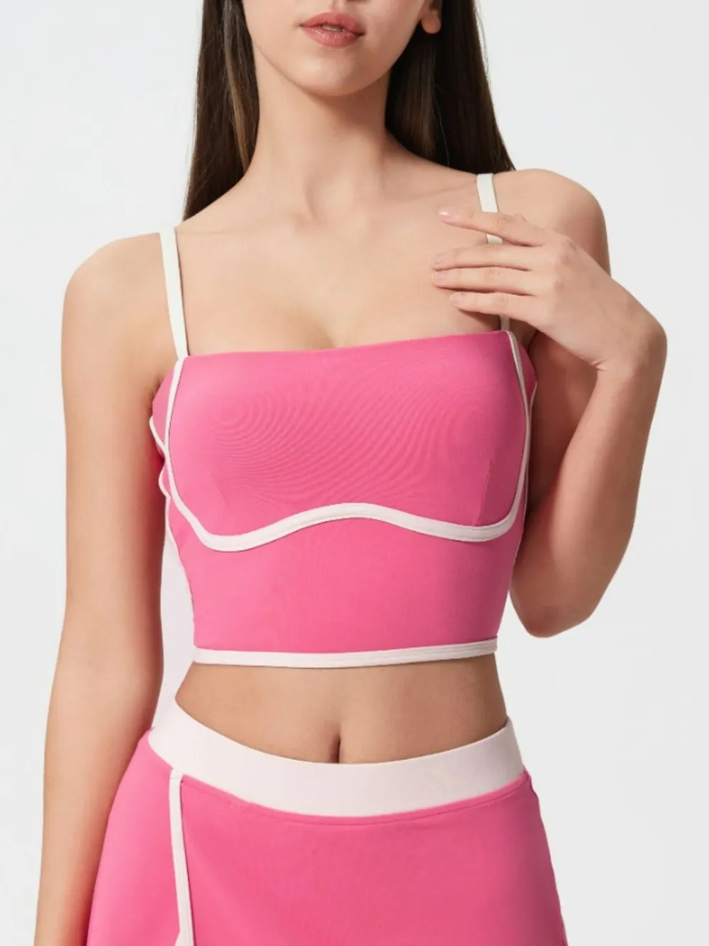 Contrast Trim Square Neck Active Cami with Detachable Chest Pads, image 7
