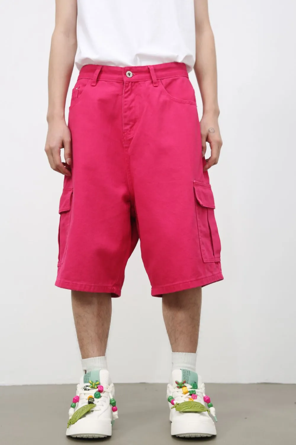 Men's Mid Rise Denim Shorts with Cargo Pockets, image 2