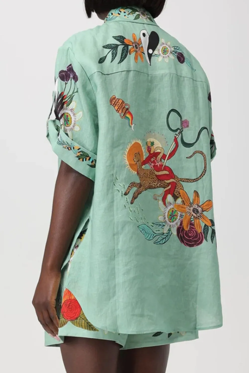 Tropical Paradise Floral Print Shirt and Shorts Set, image 5