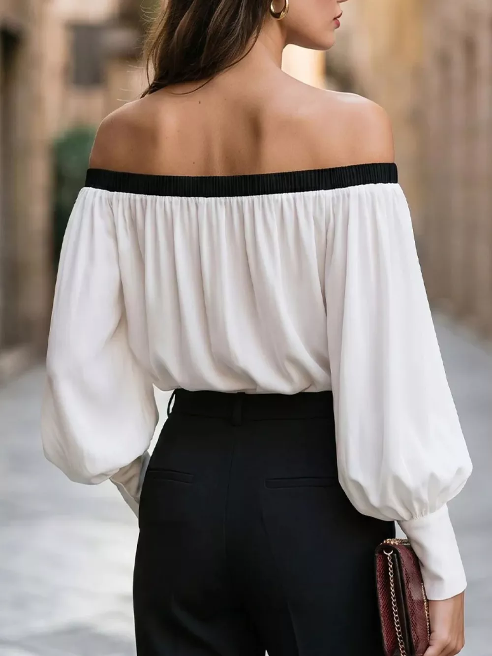 Off Shoulder Lantern Sleeve Blouse, image 2