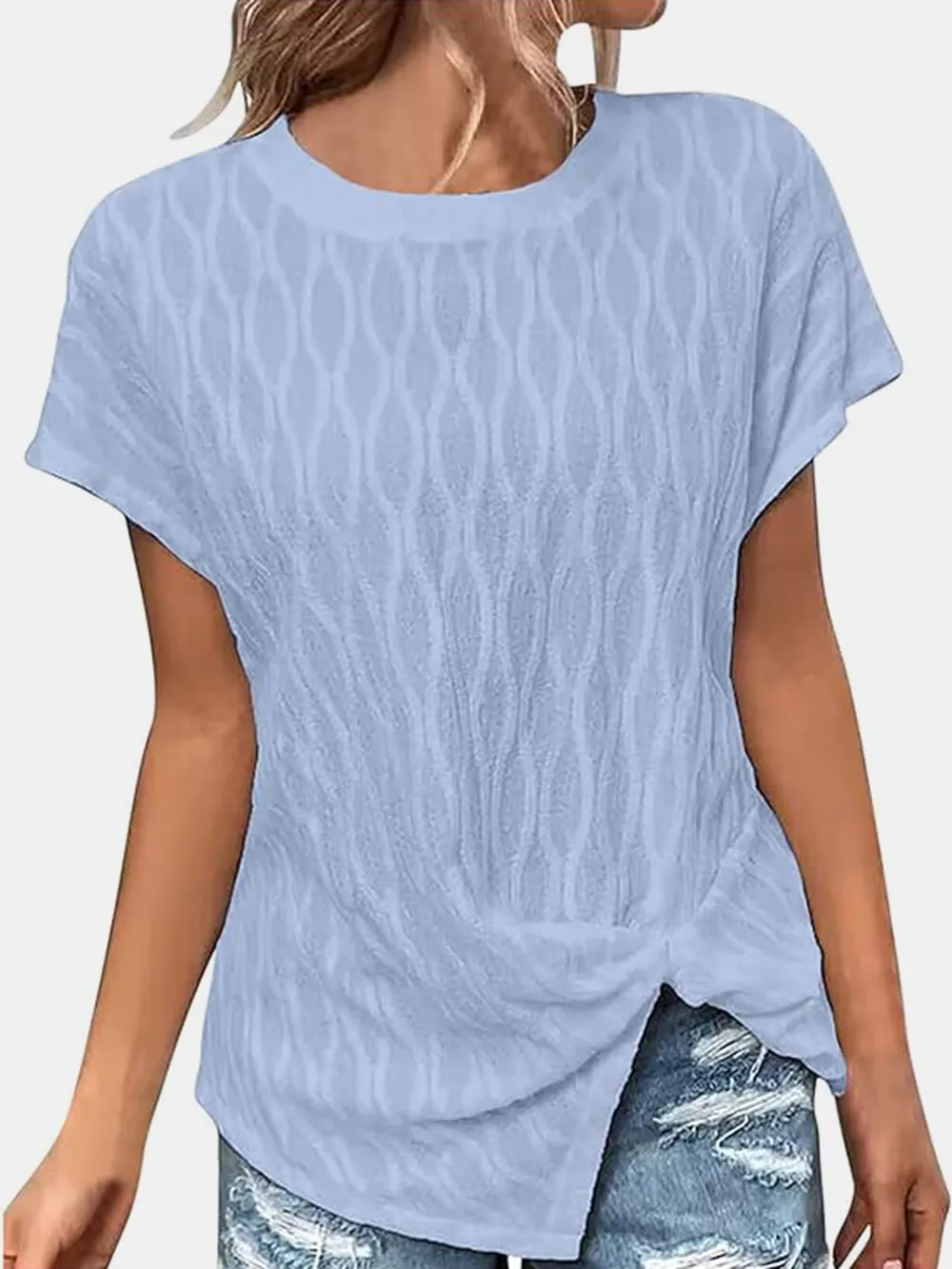 Full Size Round Neck Short Sleeve T-Shirt, image 6