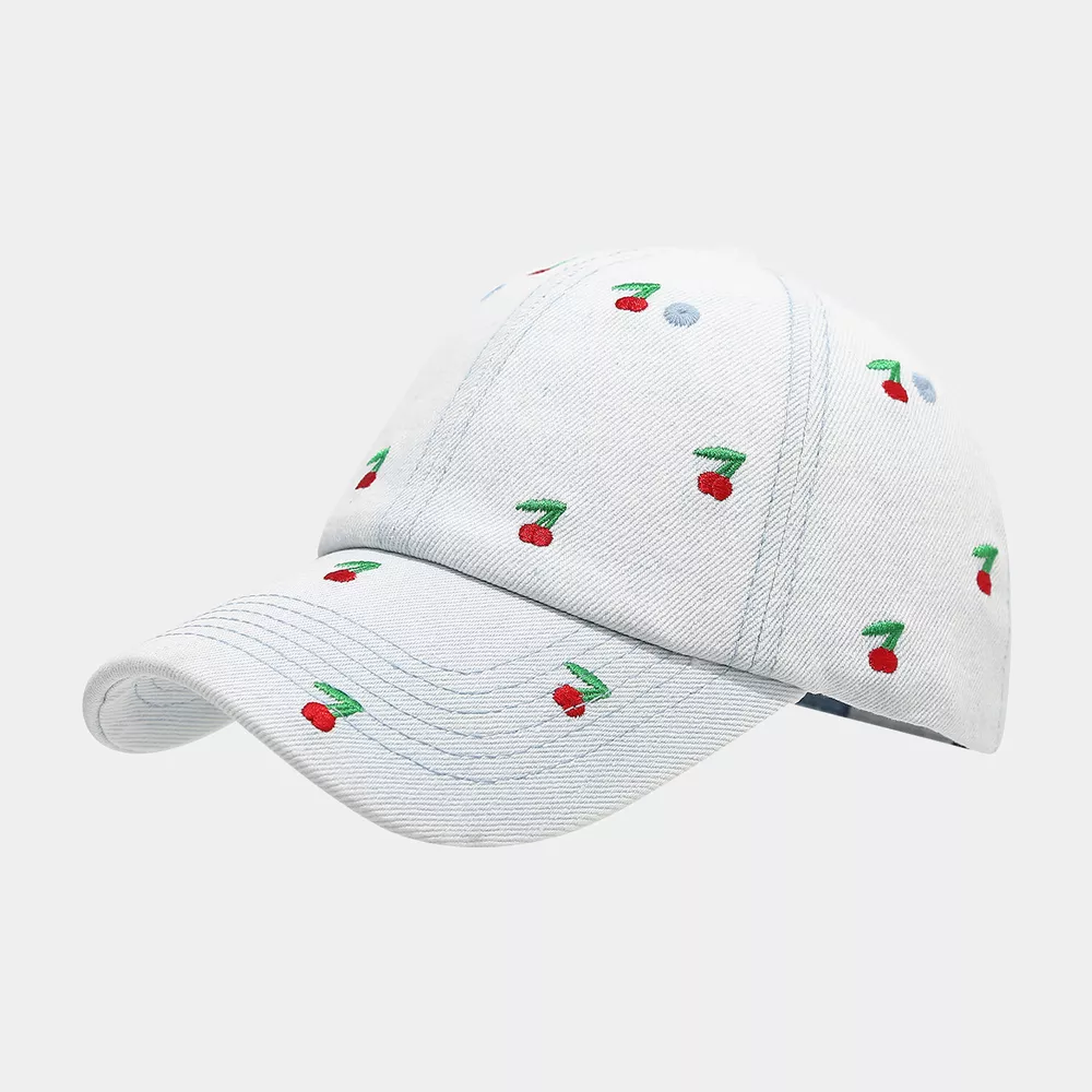 Cherry Embroidered Denim Baseball Cap, image 3