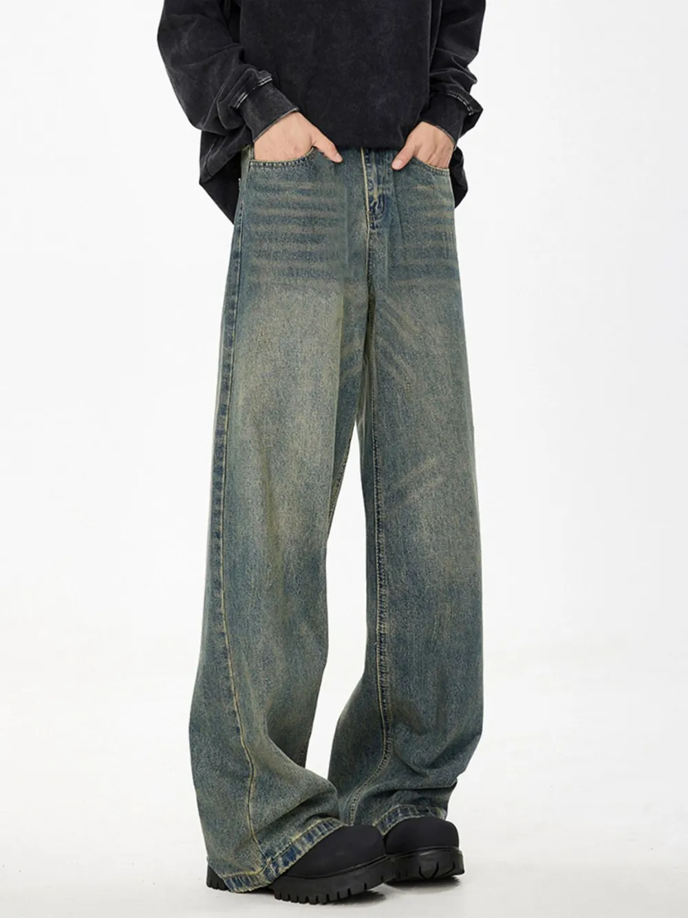 Men's Full Size Wide Leg Relaxed Fit Jeans Plus Size, image 3