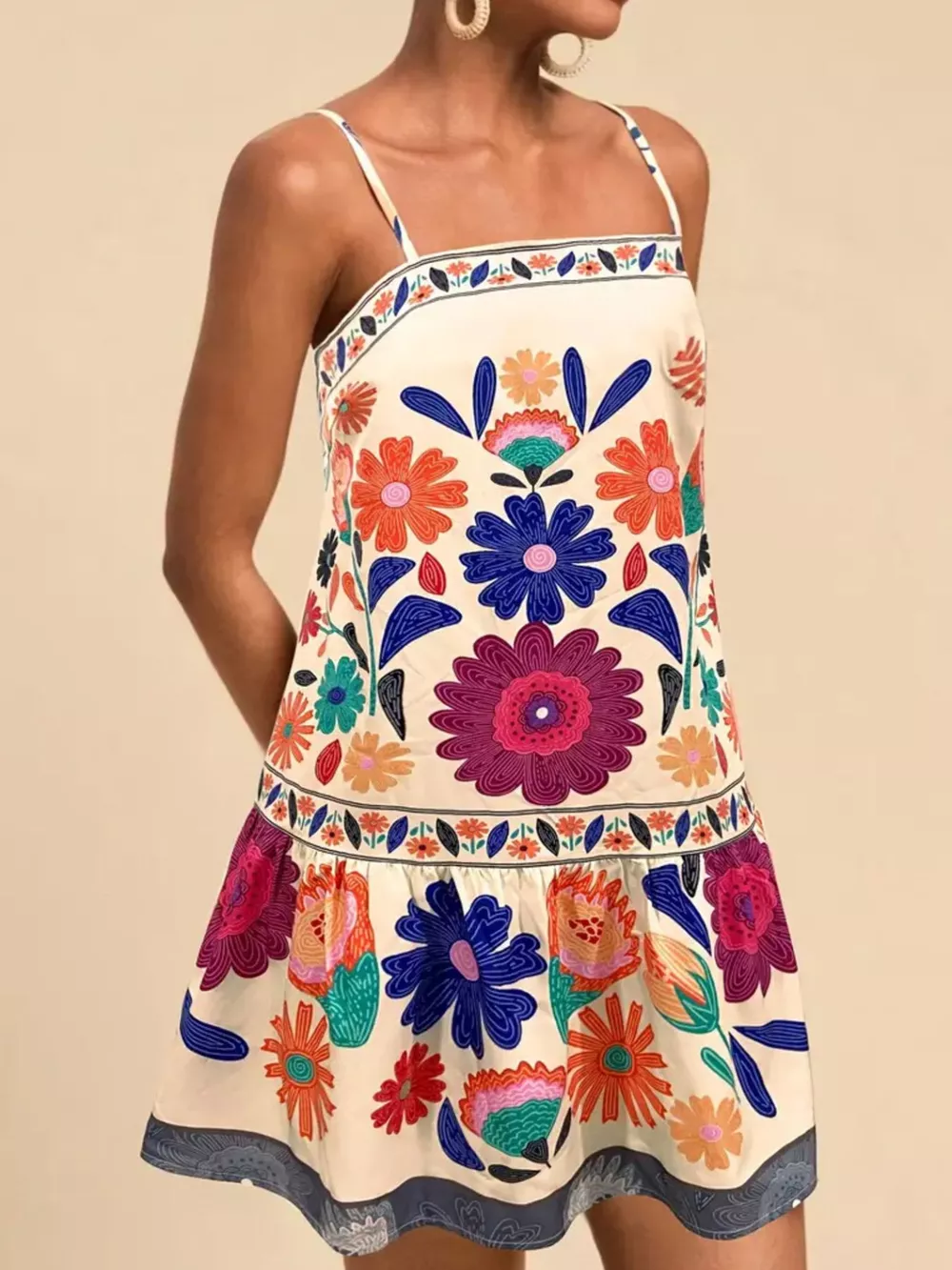 Floral Print Sleeveless Mini Dress, image 3