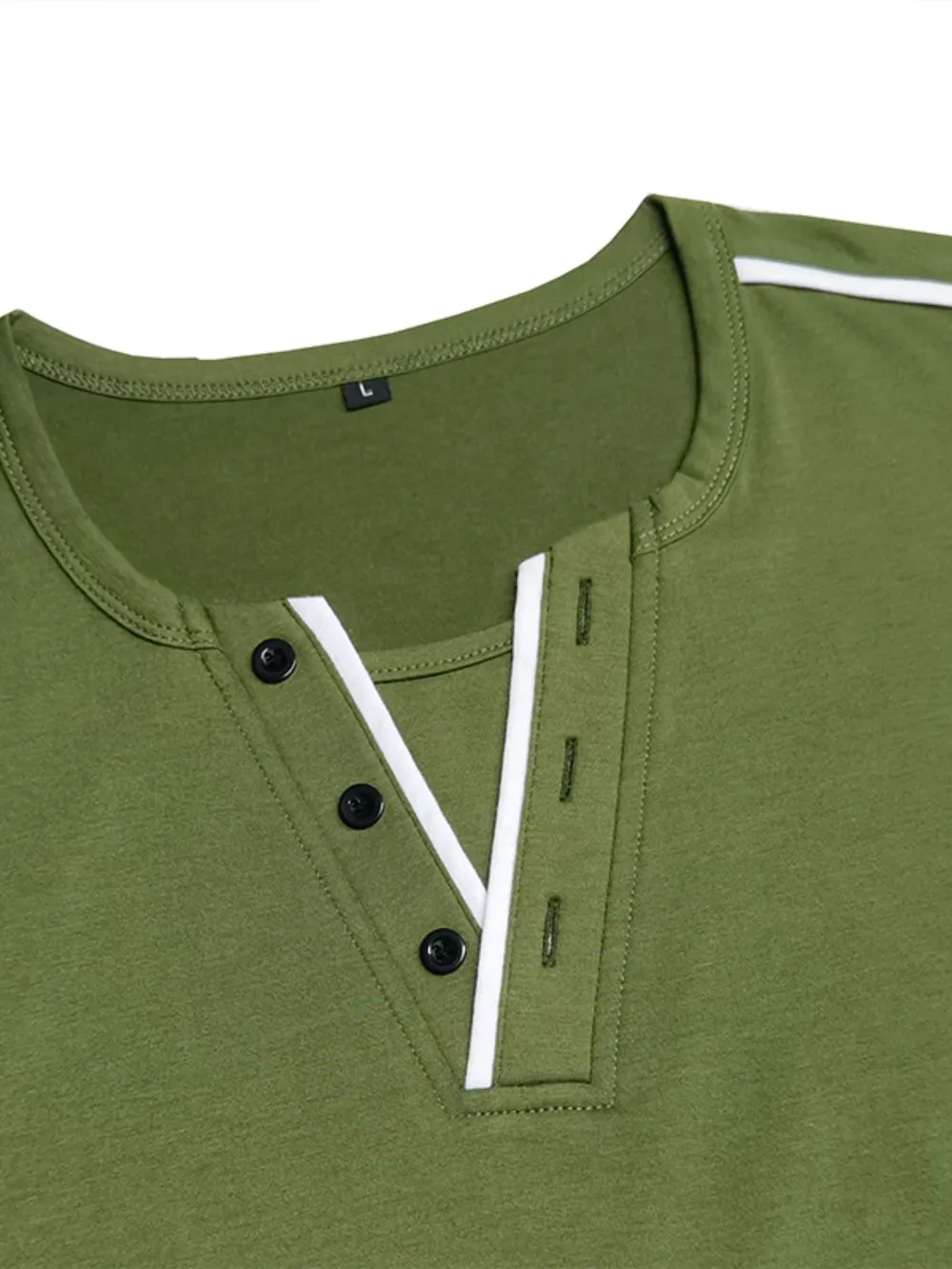 Men's Casual Henley Short Sleeve T-Shirt with Contrast Trim, image 5