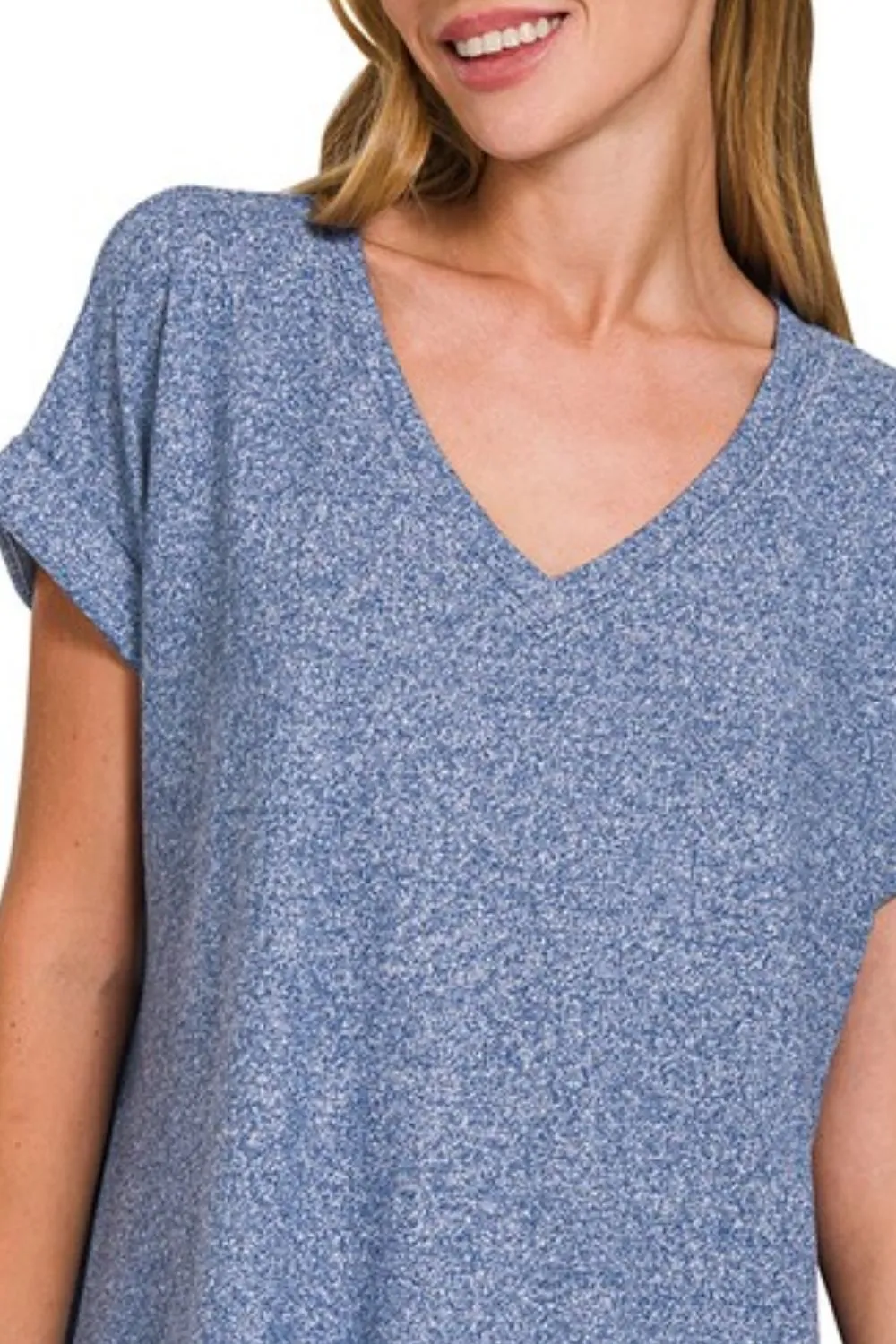 Soft Melange Hacci V-neck Tee, image 3