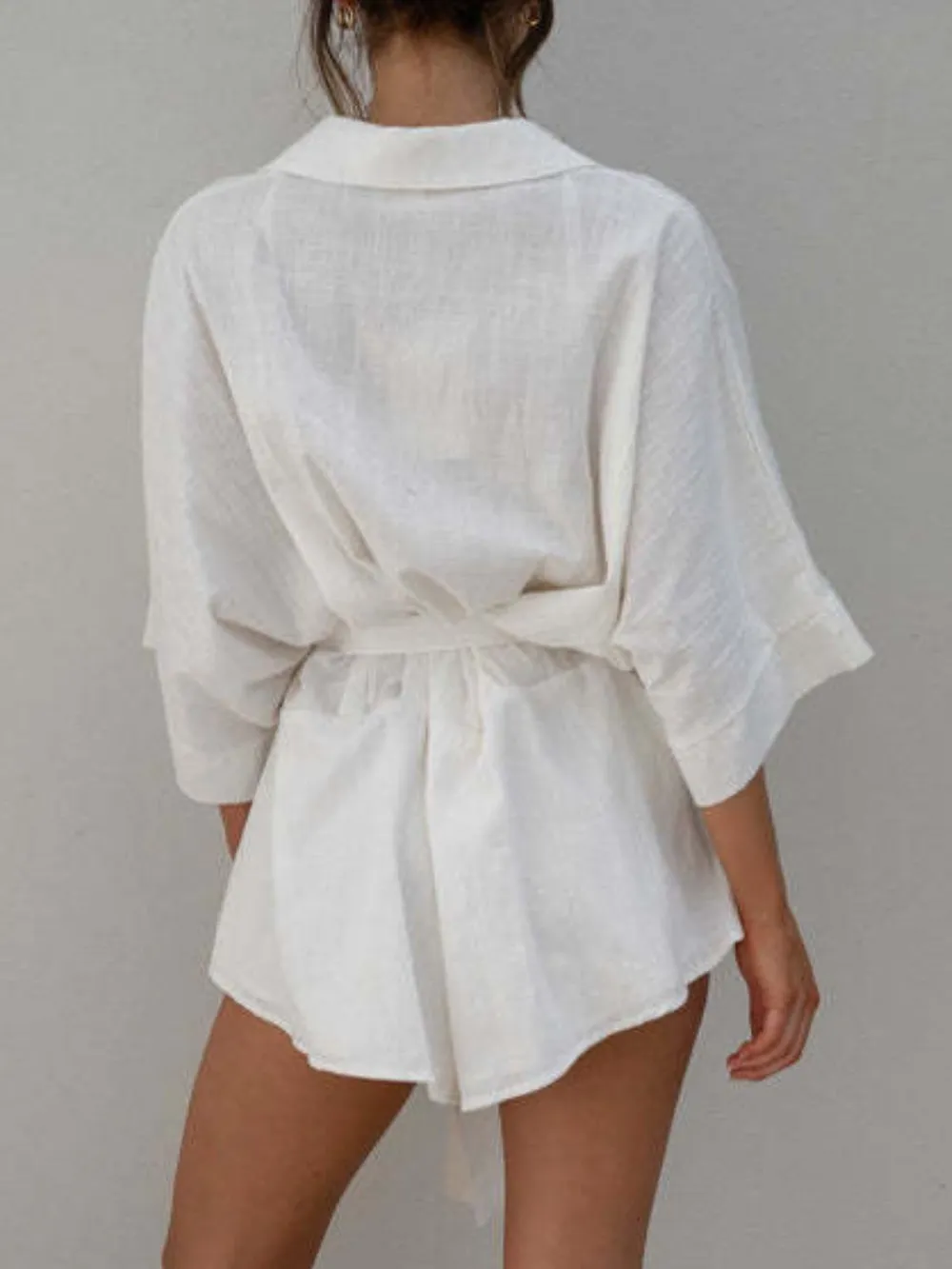 Collared Neck Half Sleeve Romper, image 4