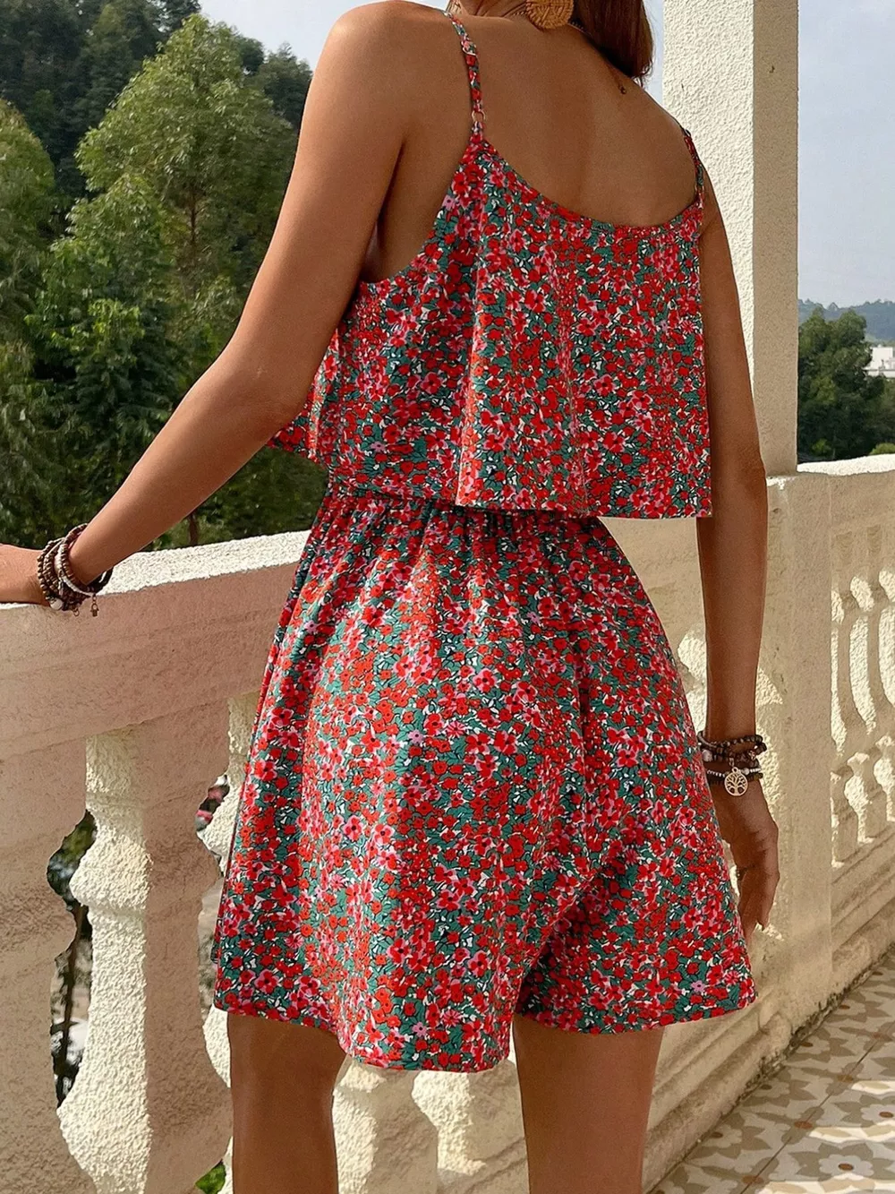 Floral Print Spaghetti Strap Romper, image 6