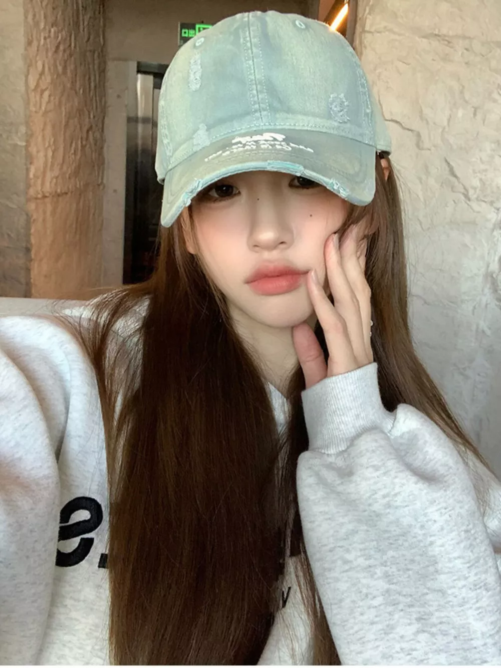 Distressed Embroidered Baseball Cap, image 4