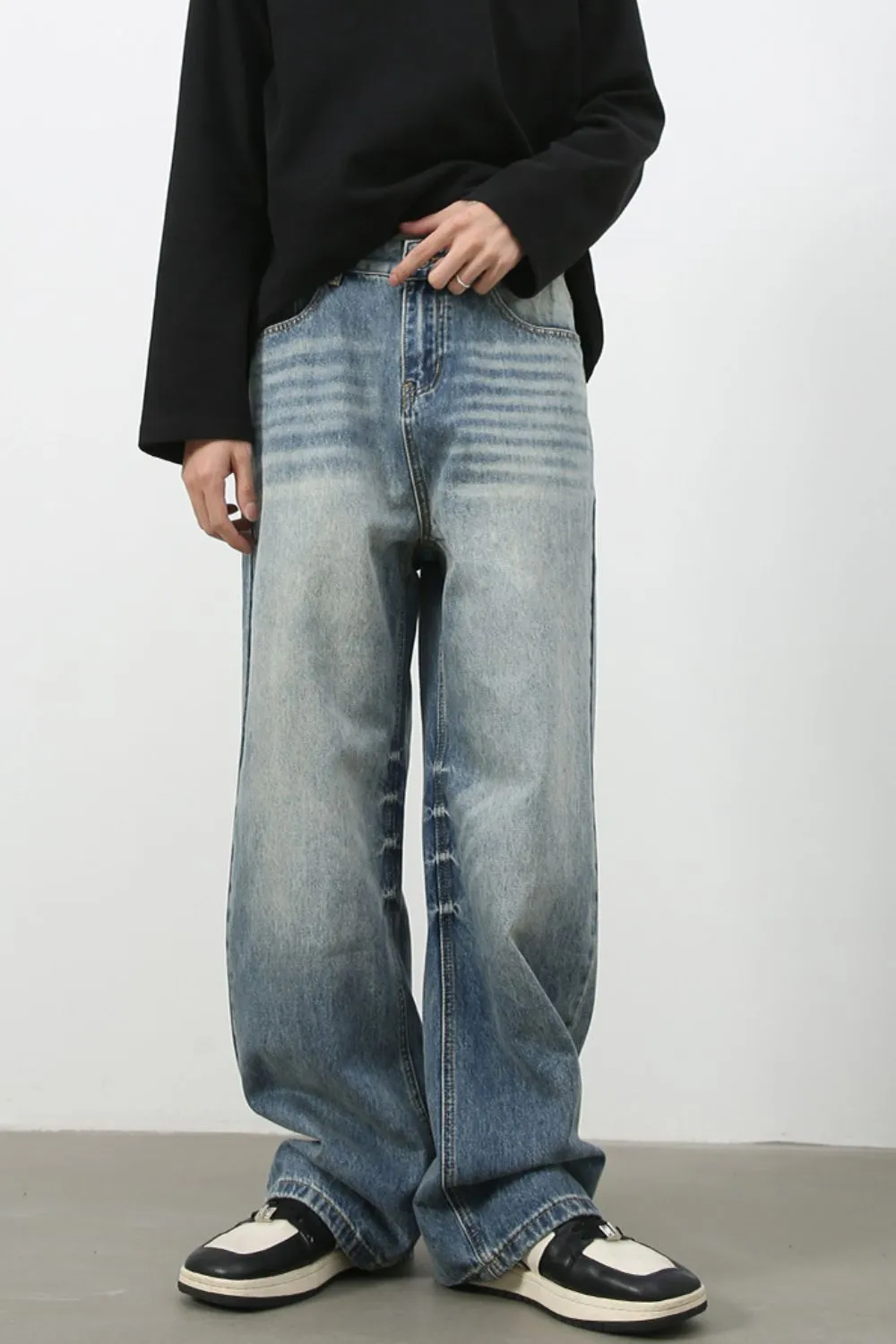 Men's Wide Leg Jeans with Pockets, image 2