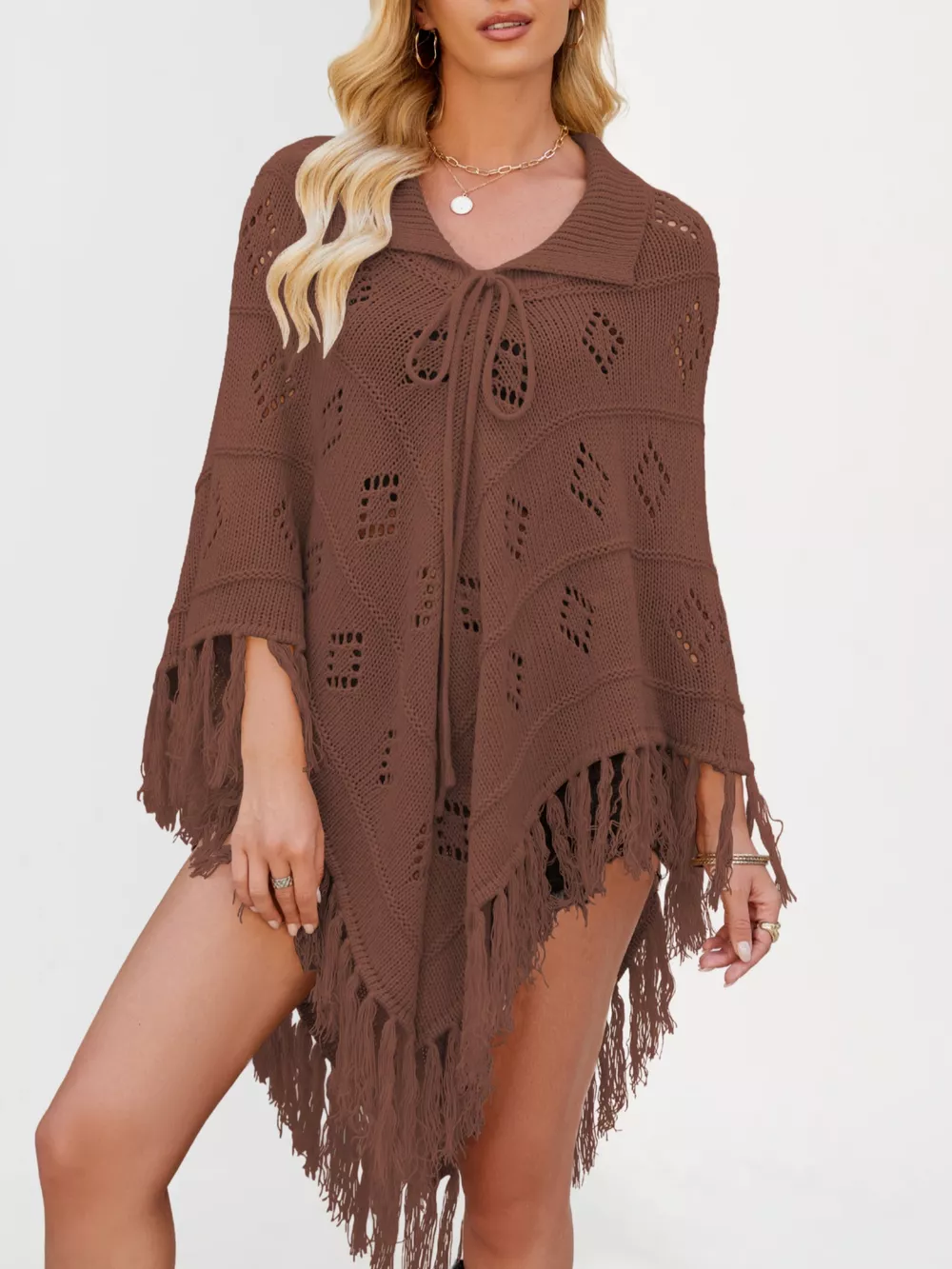 Fringe Openwork Knit Cover Up, image 5