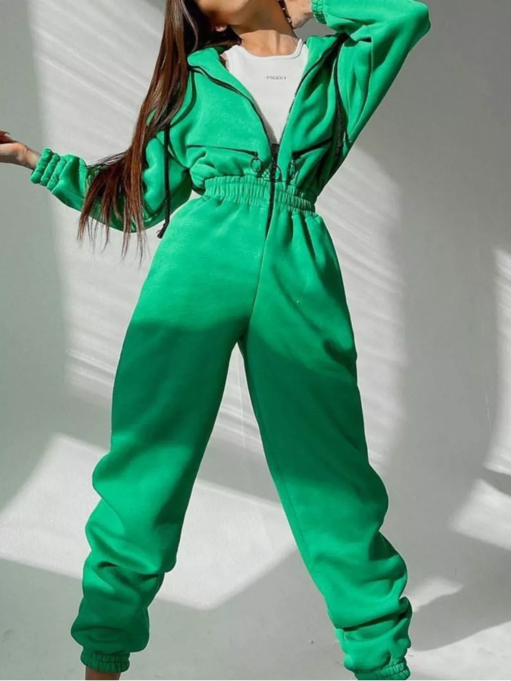 Zip Front Dropped Shoulder Jumpsuit, image 20