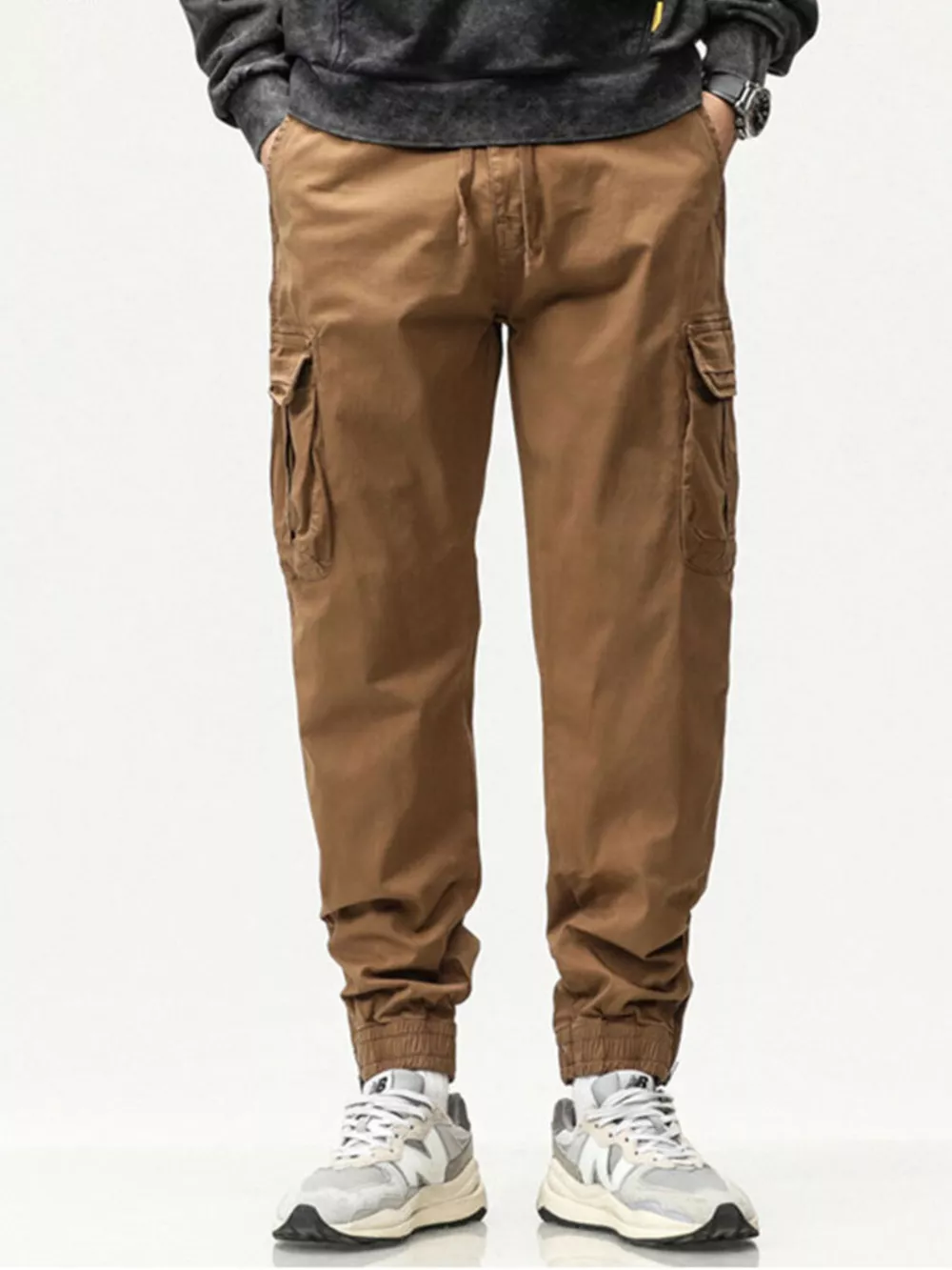Men's Full Size Casual Cargo Pants with Drawstring Waist Plus Size, image 7