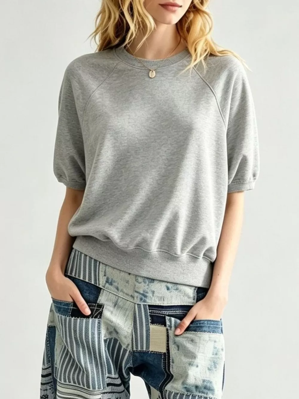 Full Size Raglan Short-Sleeve Sweatshirt Plus Size, image 5