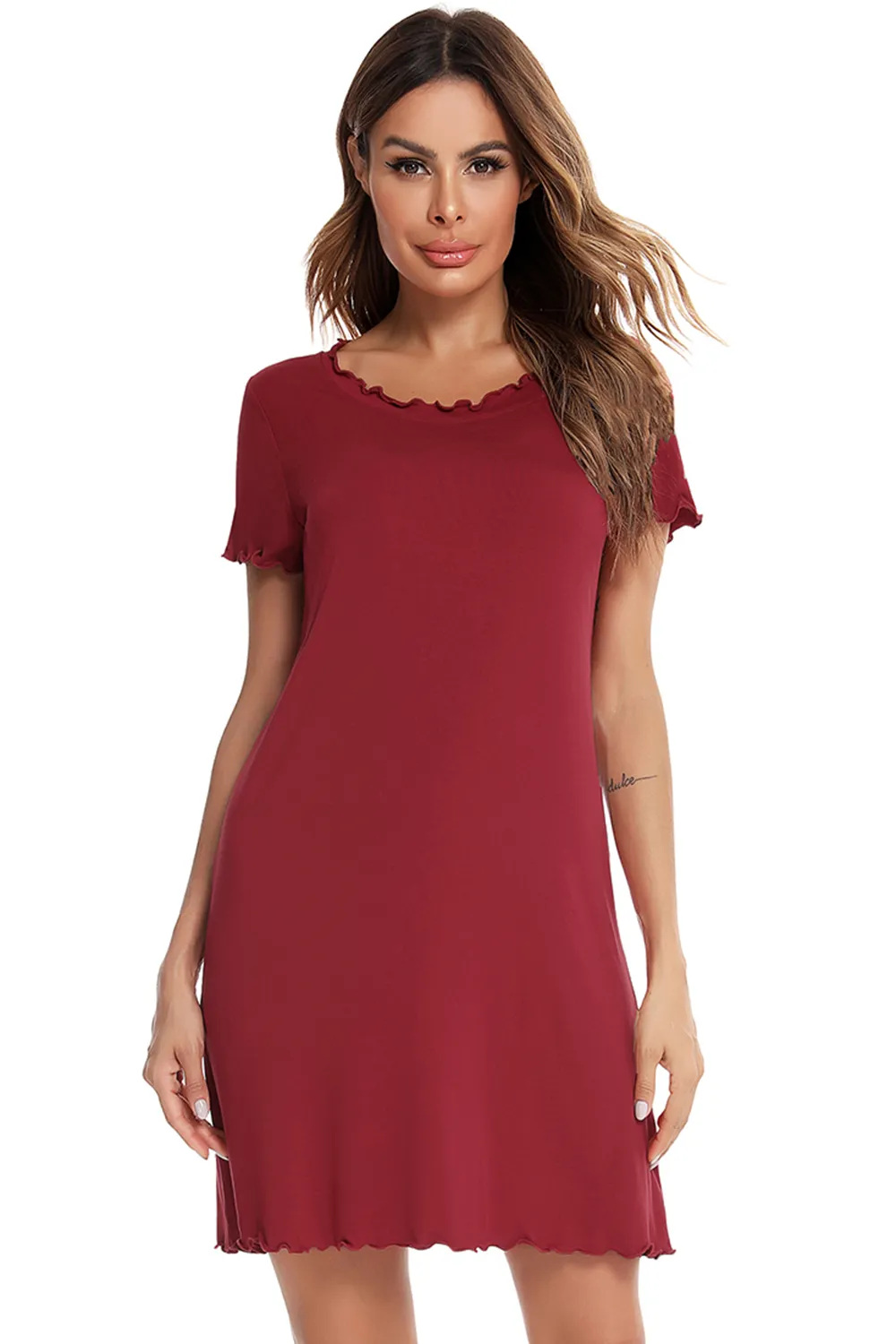 Round Neck Short Sleeve Lounge Dress, image 3
