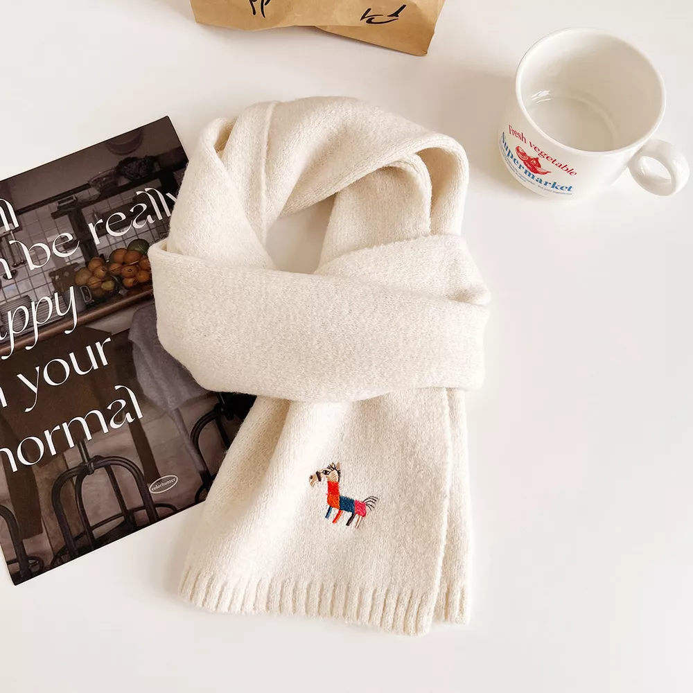 Embroidered Warm Winter Scarf