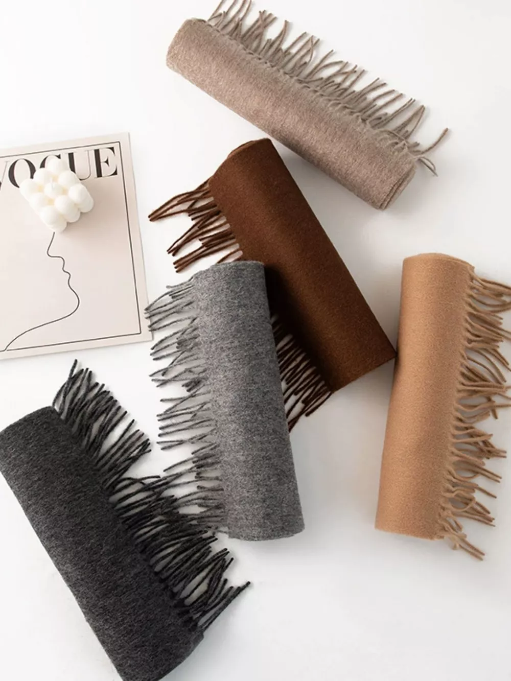 Solid Color Fringe Scarf, image 3