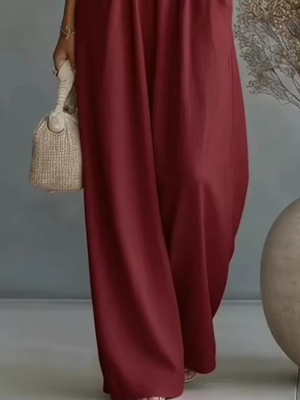 Full Size Half Sleeve Wide-Leg Jumpsuit Plus Size, image 13